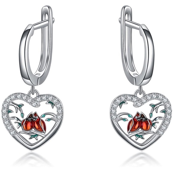 Diamond Cardinal Angel Earrings - Picture 1 of 5